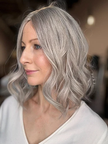 Silber Platin Blond Echthaar 13x4 Lace Front Perücke für Frauen Täglich - Bild 3 von 5