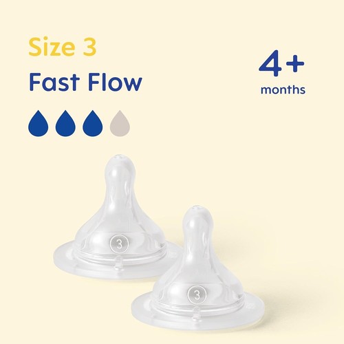 MAM Teats Size 3 Suitable for 4 Months MAM Fast Flow Teats with SkinSoft Fits - Picture 2 of 7