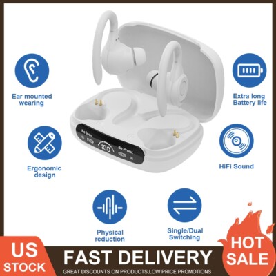 Bluetooth 5.3 LED Wireless Headphones Earphones Mini Ear Hook Pods Bass Earbuds