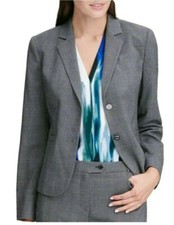 Calvin Klein Women's Gray Plaid Two Button Blazer Jacket size 12