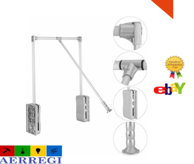 Appendiabiti Saliscendi Per Armadio - Alluminio, Regolabile 875-1200mm, Portata 8kg, Salvaspazio - Foto 4