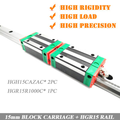 HGR15 HIWIN Linear Rail Guide L1000mm +2pc HGH15CA Block CNC Engraving ...