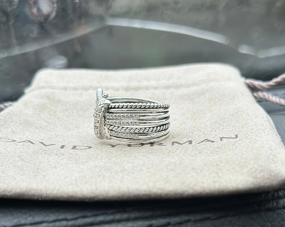 Anillo David Yurman Plata de Ley 925 Angelika Pavé Diamantes .67ct Talla 6 Foto 4 de 4