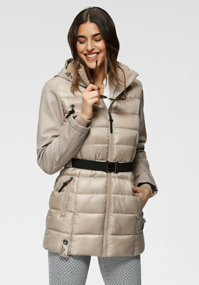 ALPENBLITZ Softshelljacke Steppjacke »Bergen short« (mit Gürtel) beige. NEU!!!