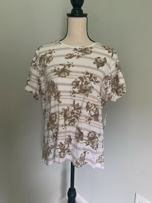 Laura Scott Petites Women's Floral T-Shirt Size XL Petite (16P/18P) NWT