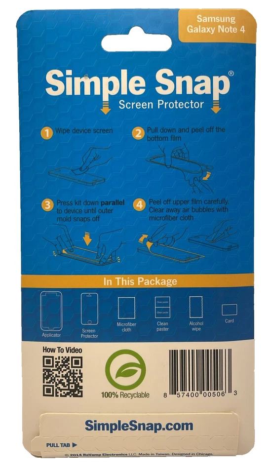 Protector de pantalla de vidrio templado Snap 9H simple para Samsung Galaxy Note 4 - transparente Foto 2 de 3