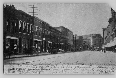 #ad #ad Main Street Horse amp; Buggy Turn Of The Century Kalamazoo MI C1900 Postcard $18.38