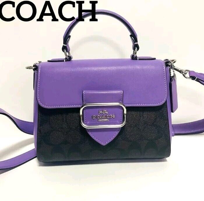 COACH OUTLET Morgan Top Handle Satchel Purple 2way Hand Bag COACH OUTLET Morgan Top Handle Satchel Purple 2way Hand Bag