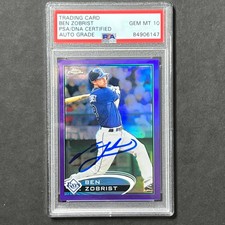 2012 Topps Chrome #31 Ben Zobrist Signed Card PSA Slabbed AUTO Grade 10 Rays