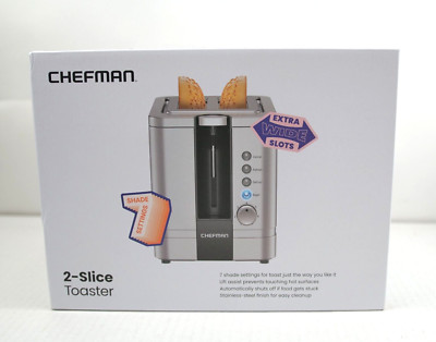 Chefman 2-Slice Pop-Up Stainless Steel Toaster W/ 7 Shade Settings, Extra Wide S