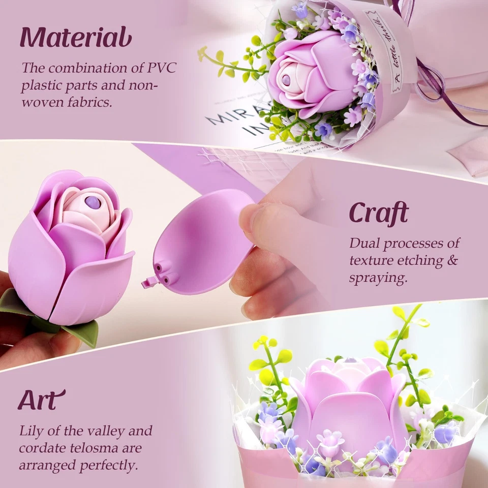 ROBOTIME 3D Puzzle Plastic Flowers Artificial Flowers Purple Rose Gift for Women - Image 2 of 4