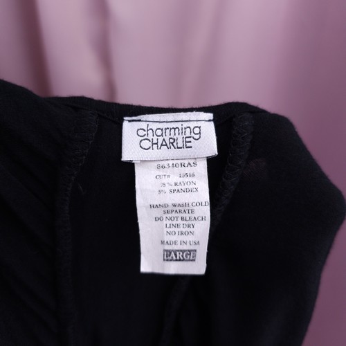 '90s Y2K Charming Charlie Women's Black Sequin V-Neck Ruched Shirt Top Large - Picture 7 of 7