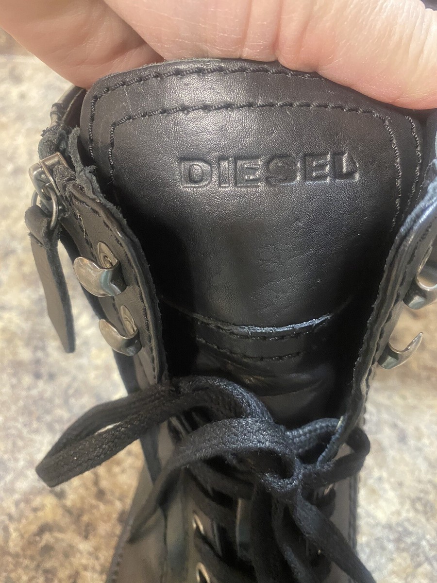DIESEL Men's Black Leather Zip Up Boots Shoes Size 41 US 10