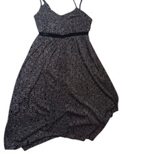 Simply Vera Wang Dress Womens Medium Black Purple Polka Dot Long Sleeve Midi