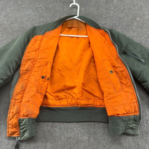 VINTAGE USAF Jacke Medium grün orange Bomber Flight MA 1 Alpha Industries 70er - Bild 6 von 24