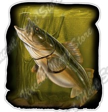 Walleye Swim Fishing Fish Fisherman Lure Car Bumper Vinyl Sticker Decal 4"X5"
