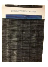 Town and Country Living Decorative Woven Table Runner Black 13 in X 72 in