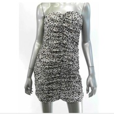 Bar III Women Dress M Beige Black Sleeveless Mini Leopard Sheath Lined