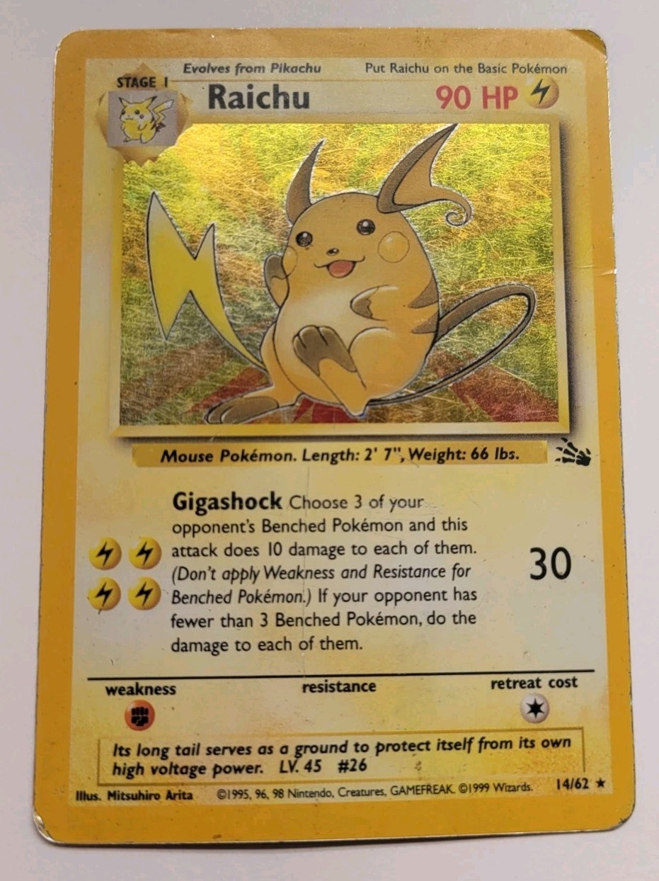 Raichu 14/62 Holo Card TCG Nintendo Pokemon