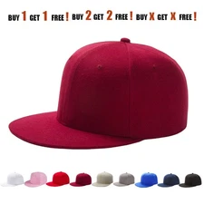 Men Snapback Hat Solid Flat Brim Style Baseball Cap Trucker Visor Hip Hop Unisex