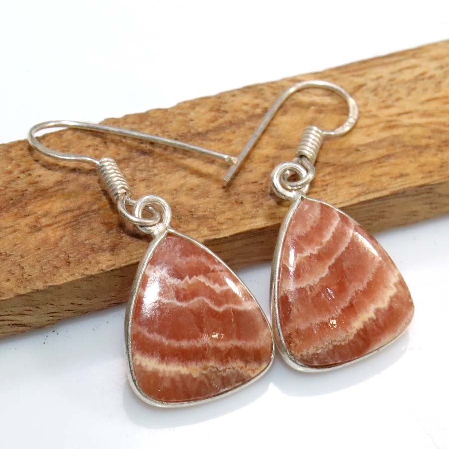 Rhodochrosite 925 Silver Plated Earrings 1.4
