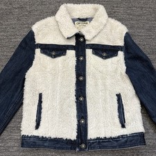 Chevignon Denim Jacket Women Medium Sherpa Tr...