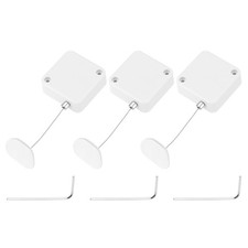 4.9 ft Retractable Cable Security Lock with Arc Patch 600g, White, 3 Pack