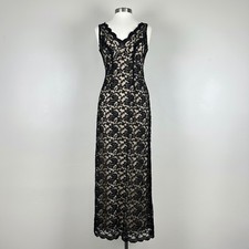 Vtg Dress 6 Whimsigoth Dark Fairy Goth Glam Vampy 90s Prom Lace V-Neck Maxi