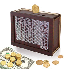 Wooden Money Box Savings Piggy Bank With Goal Numbers Reusable Free Shipping Uk