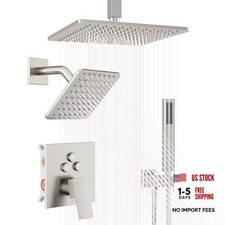 Nickel Shower System Shower Faucet Set, 10'' Ceiling Shower Brushed Nickel