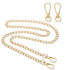 35.4" Flat Purse Chain Strap, Lobster Swivel Trigger Clips Style2, Gold