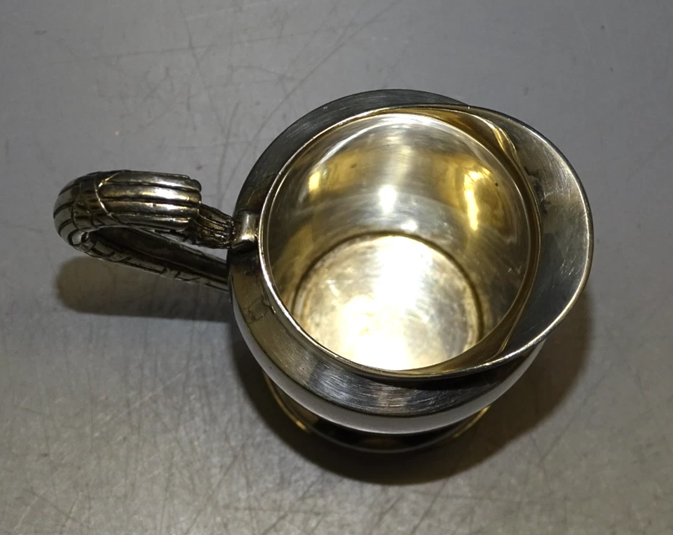 -SUPERBE PETIT POT A CREME / LAIT METAL ARGENTE CHRISTOFLE ANSE RUBANS CROISES D - Photo 2/4