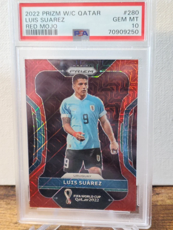 Luis Suarez 2022 Prizm World Cup Prizm Red Mojo /99 PSA 10 Gem Mint Uruguay - Image 3 of 4