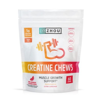 01/2027 ZHOU Nutrition Creatine Monohydrate Chewables 5g for Men & Women, Sugar