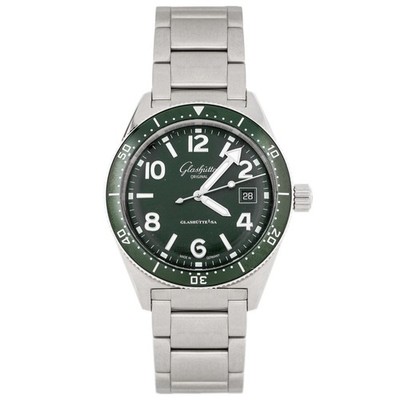 Glashutte Original SeaQ Stainless Steel Green 39.5mm 1-39-11-13-83-70 Full Set