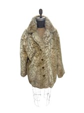 Vintage Faux Animal Snow Leopard Fur Print Coat Large