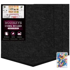Felt Cork Board Tiles 4 Pack Bulletin Boards 12"x12" - 1/2" Thick Cork Bullet