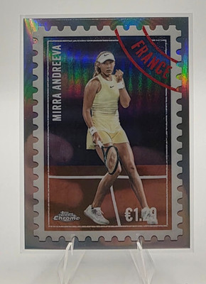 2025 Topps Chrome Tennis Mirra Andreeva SSP International Postage Stamp Case Hit
