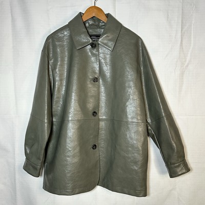 Levi's Relaxed Fit Faux Leather Women's Blazer Size L Sage Color