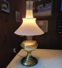 Aladdin Brass Oil Lamp Electrified #6 1915-16 White Shade Not Included