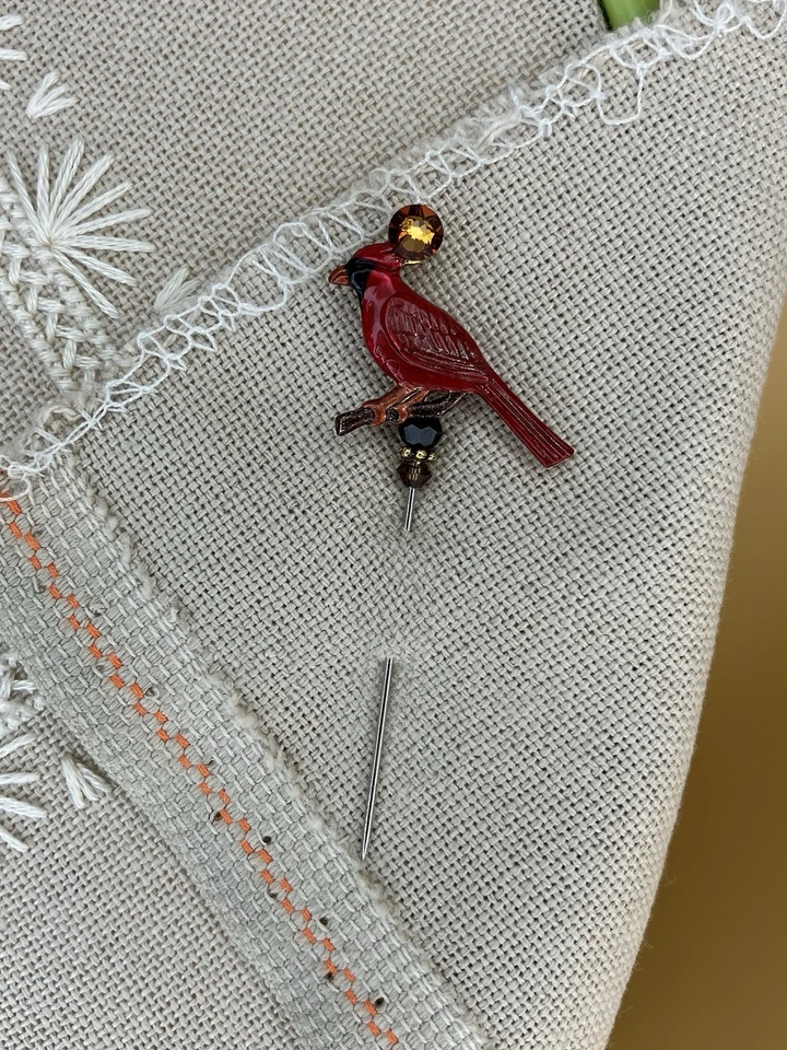 Handmade Counting Pin •Cardinal• Cross Stitch Accessory - Image 3 of 4