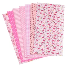 7 Pcs 10 x 10 Inch Cotton Fabric Bundles Precut Fabric Squares, Pink