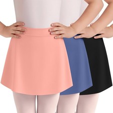 3 Pack Girl's Ballet Skirts Elastic Waist Wrap Mini Skirts for Dance Yoga Ath...