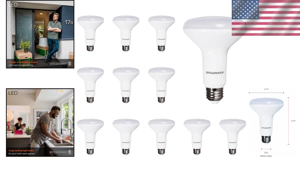 SYLVANIA LED BR30 Bulb 9W, 650lm, Dimmable - 12 Pack - Image 2 of 4