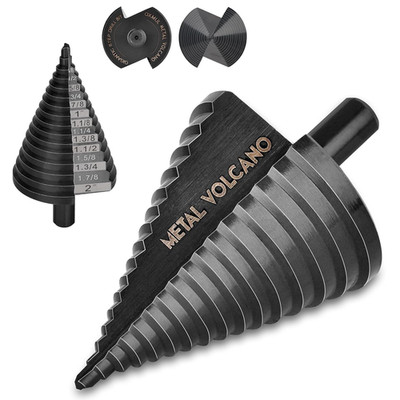 Large Step Drill Bit(Pro),16Holes 2'', High Speed Steel, Drill Bit Set Duty for M