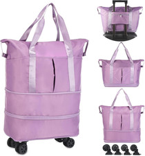 Rolling Duffle Bag with Wheels, Expandable Foldable Duffel Bag with Wheels for T