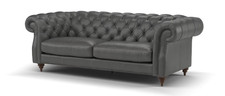 Sofology Darcy Leather 3 Seater with Studs in Trusty Supersoft Sheen Charcoal