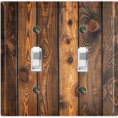 Metal Light Switch Outlet Cover Decorative Wall Plate Wood Planks PRINT FOS138