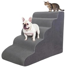 5 Step Pet Stairs Ramp for High Beds Sofas 23-30 Inch with Sturdy Non Slip Wa...
