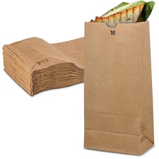 MT Products Brown Paper Bags - 10 lbs. Disposable Paper Lunch Bags - Pack of 500